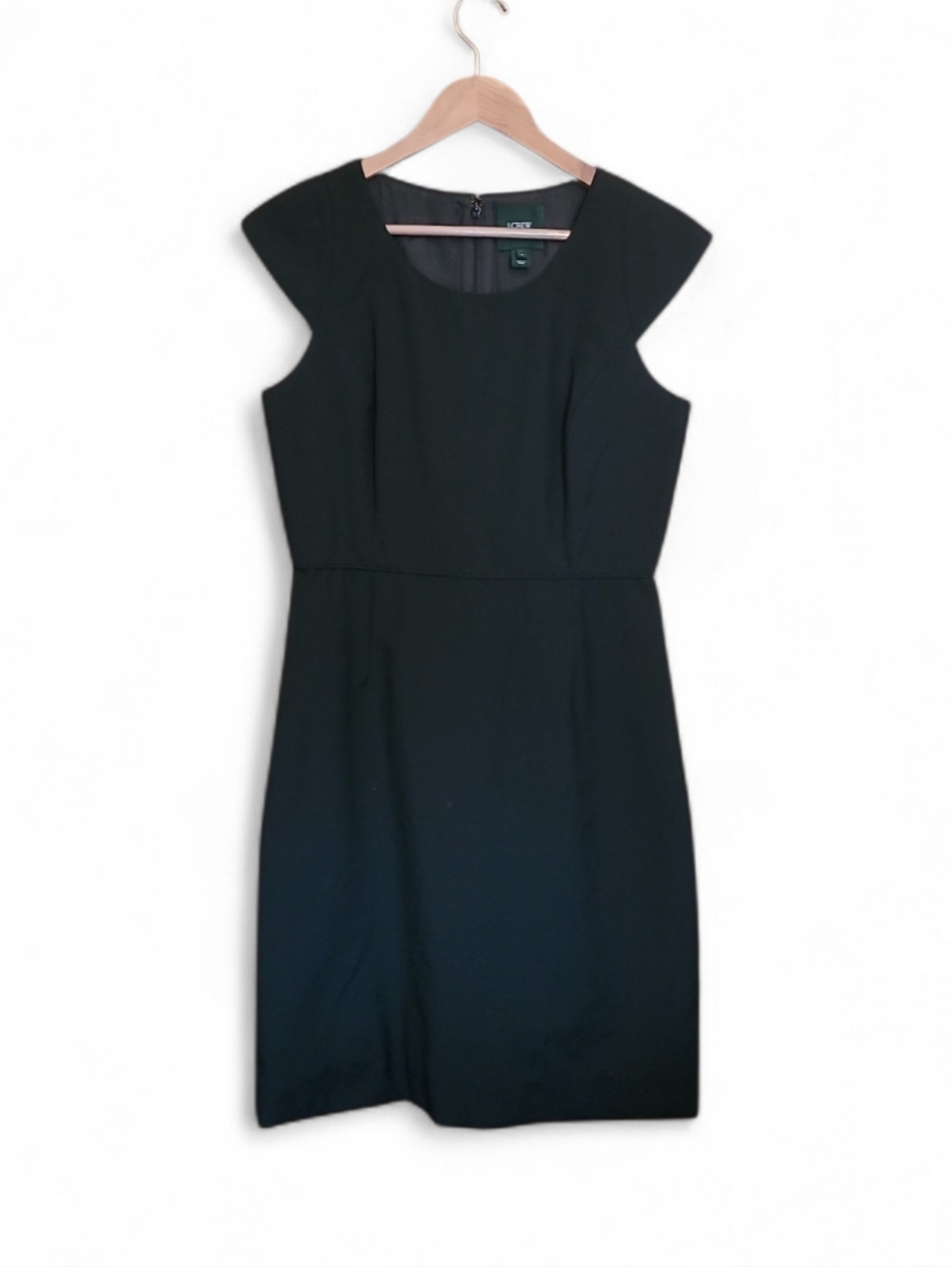 Women's J Crew Suiting 100% Wool Sheath Dress Black Sleeveless Lightweight 6